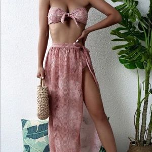3 piece bandeau snake skin swimsuit